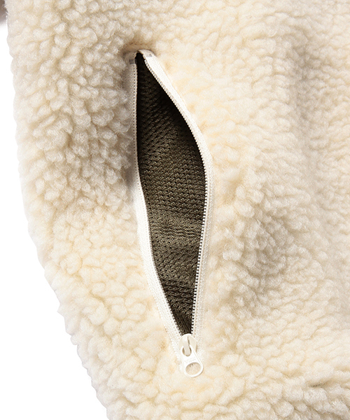 Pilgrim Surf Supply（ピルグリムサーフサプライ）の「Pilgrim Surf+Supply / LINDA Fleece Zip Jacket（ブルゾン・レディース・ナチュラル/ネイビー・0/1）」の6枚目の写真