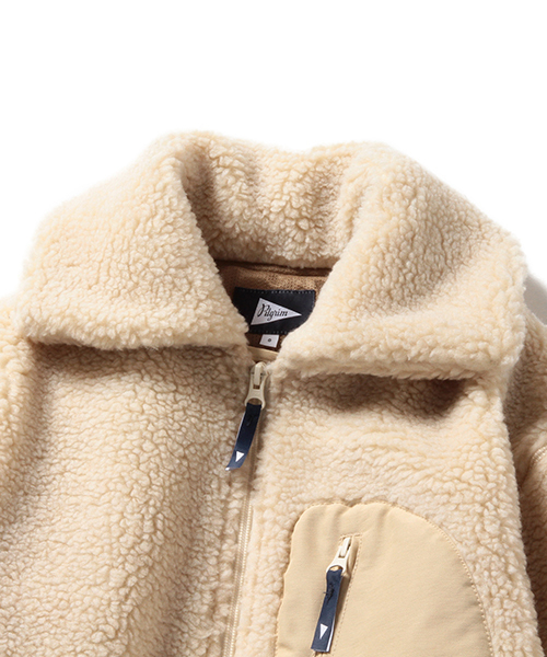 Pilgrim Surf Supply（ピルグリムサーフサプライ）の「Pilgrim Surf+Supply / LINDA Fleece Zip Jacket（ブルゾン・レディース・ナチュラル/ネイビー・0/1）」の18枚目の写真