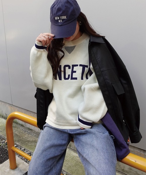 CORNERS(コーナーズ)の「スウェットライクロゴニットトップス(ニット/セーター・レディース・アイボリー/グリーン/ボルドー/ネイビー/杢グレー・FREE)」の6枚目の写真