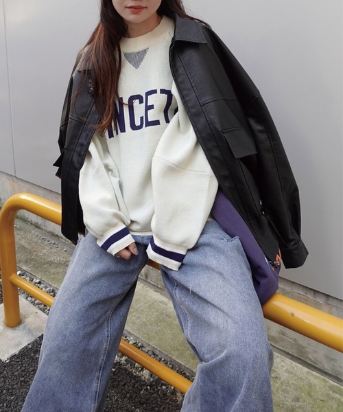 CORNERS(コーナーズ)の「スウェットライクロゴニットトップス(ニット/セーター・レディース・アイボリー/グリーン/ボルドー/ネイビー/杢グレー・FREE)」の7枚目の写真