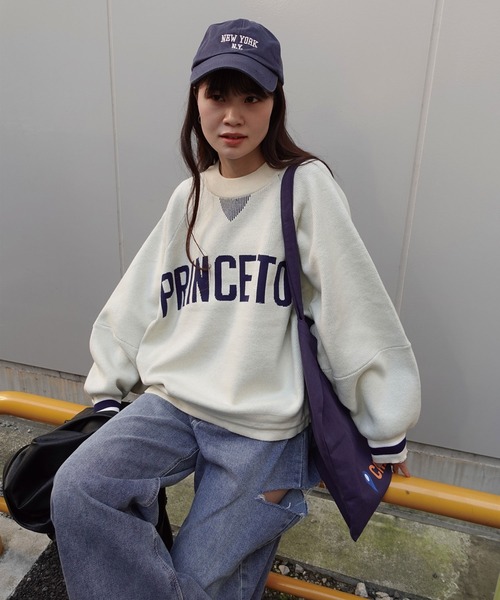 CORNERS(コーナーズ)の「スウェットライクロゴニットトップス(ニット/セーター・レディース・アイボリー/グリーン/ボルドー/ネイビー/杢グレー・FREE)」の8枚目の写真