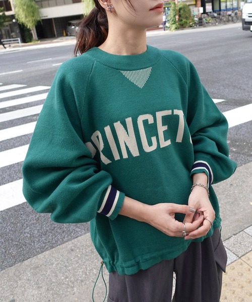 CORNERS(コーナーズ)の「スウェットライクロゴニットトップス(ニット/セーター・レディース・アイボリー/グリーン/ボルドー/ネイビー/杢グレー・FREE)」の9枚目の写真