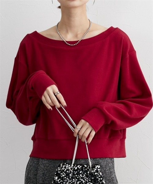 nissen（ニッセン）の「表起毛短丈スウェットトップス（スウェット・レディース・オフホワイト/杢グレー/ブラック/レッド・LL/L/M/S）」の6枚目の写真