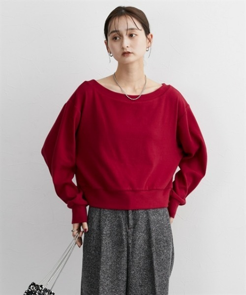 nissen（ニッセン）の「表起毛短丈スウェットトップス（スウェット・レディース・オフホワイト/杢グレー/ブラック/レッド・LL/L/M/S）」の7枚目の写真