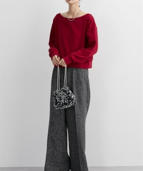 nissen（ニッセン）の「表起毛短丈スウェットトップス（スウェット・レディース・オフホワイト/杢グレー/ブラック/レッド・LL/L/M/S）」の9枚目の写真