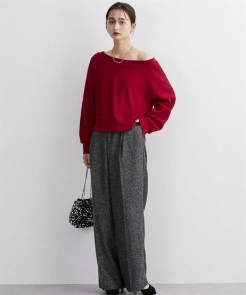 nissen（ニッセン）の「表起毛短丈スウェットトップス（スウェット・レディース・オフホワイト/杢グレー/ブラック/レッド・LL/L/M/S）」の12枚目の写真