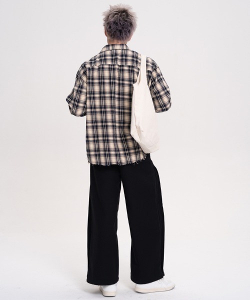 オーバーサイズユーズド加工ワンポイント刺繍ロゴチェック柄シャツ（シャツ/ブラウス）｜Ressaca（レサーカ）