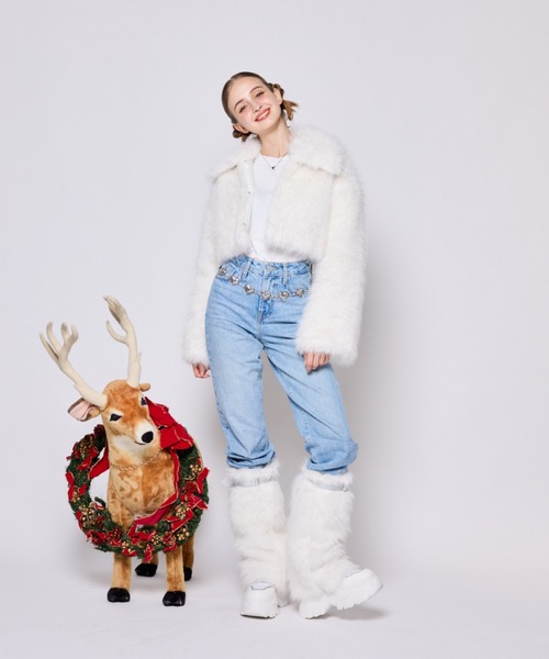 セール】Cute fake rabbit fur leg warmers（レッグウォーマー