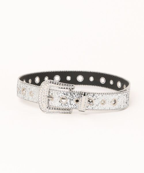 Port(ポート)の「【 antique andico / アンティーク アンディコ 】 ビジュー付き バックル ラメ ベルト_(ベルト・レディース・シルバー/ブラック・FREE)」の11枚目の写真