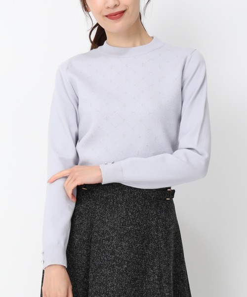 MISCH MASCH(ミッシュマッシュ)の「ラメジャガードハイネックニット/MM448315(ニット/セーター・レディース・ブラック/ピンク/ブルー/ホワイト・フリ-)」の1枚目の写真