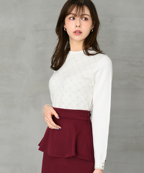 MISCH MASCH(ミッシュマッシュ)の「ラメジャガードハイネックニット/MM448315(ニット/セーター・レディース・ブラック/ピンク/ブルー/ホワイト・フリ-)」の9枚目の写真