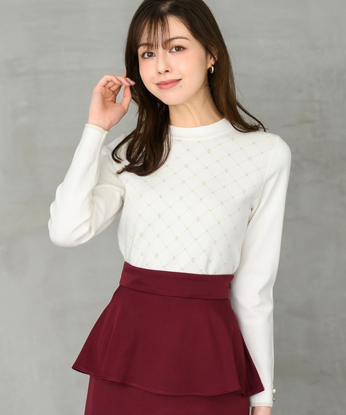 MISCH MASCH(ミッシュマッシュ)の「ラメジャガードハイネックニット/MM448315(ニット/セーター・レディース・ブラック/ピンク/ブルー/ホワイト・フリ-)」の5枚目の写真