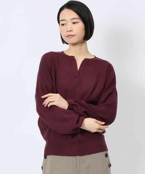 【セール】【静電気防止 ストレッチ ウォッシャブル】HUNCH やわもちヤーン キーネックニット（ニット/セーター）｜hunch（ハンチ）