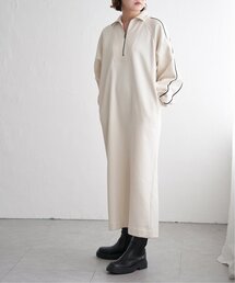 裏起毛ハーフジップスウェットワンピース