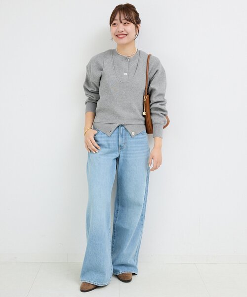 SLOBE IENA（スローブイエナ）の「ダブルフェイスクルーカーディガン（カーディガン/ボレロ・レディース・チャコールグレー/ピンク/ネイビー・FREE）」の17枚目の写真