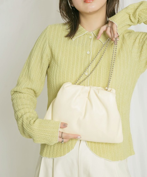 KBF（ケイビーエフ）の「ボールチェーンギャザーBAG（ハンドバッグ・レディース・ブラック/シルバー/イエロー・ONE）」の7枚目の写真