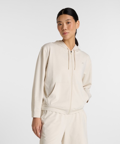 NEW BALANCE（ニューバランス）の「ライトフレンチテリーフルジップジャケット（パーカー・レディース・アイボリー/ブラック/ミント・SMALL/MEDIUM/LARGE）」の2枚目の写真