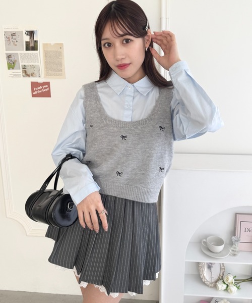 セール】リボン刺繍ビスチェベスト（ベスト）｜Loueme（ルエム