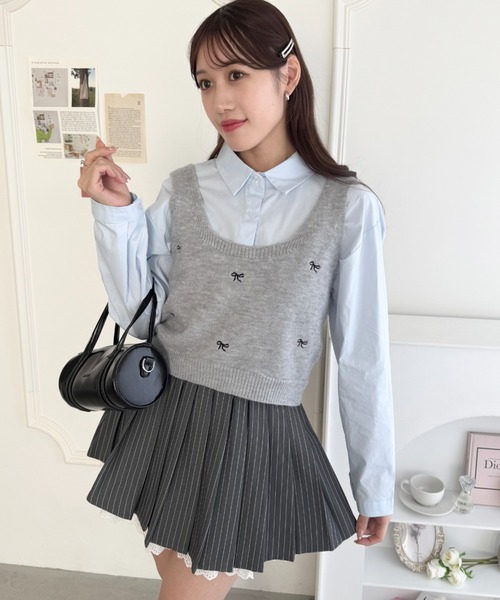 セール】リボン刺繍ビスチェベスト（ベスト）｜Loueme（ルエム