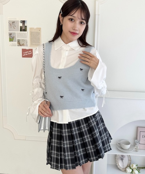 セール】リボン刺繍ビスチェベスト（ベスト）｜Loueme（ルエム