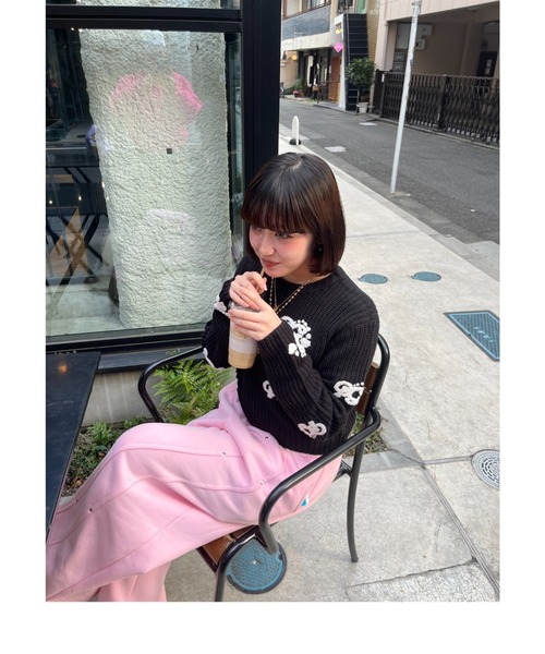 HTH（エイチティーエイチ）の「PG Sagara knit（ニット/セーター・レディース・ブルー系/チャコール/ダークブラウン系・フリー）」の5枚目の写真