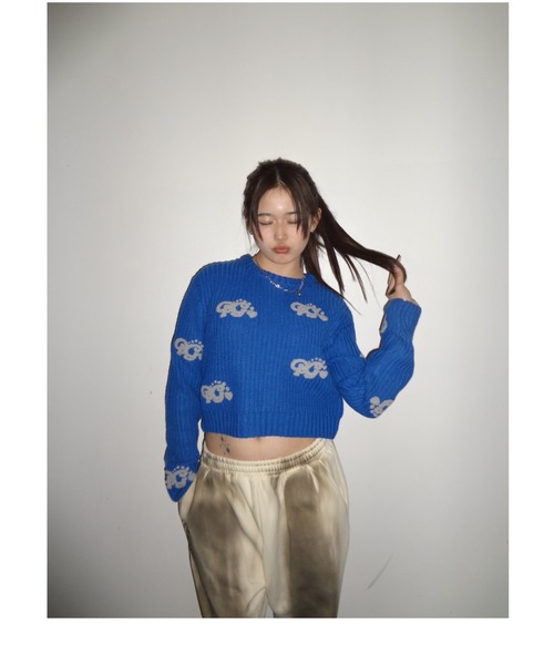 HTH（エイチティーエイチ）の「PG Sagara knit（ニット/セーター・レディース・ブルー系/チャコール/ダークブラウン系・フリー）」の7枚目の写真