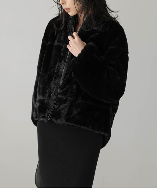 SUGAR BISKET（シュガービスケット）の「スタンドカラーボアジャケット（その他アウター・レディース・モカ/ブラック/ベージュ/グレイッシュベージュ・フリー）」の6枚目の写真