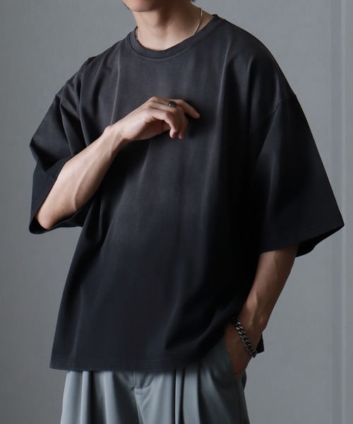 welise(ウェライズ)の「【welise/ウェライズ】ハイクラスコットンスムース レベルグラデーションオーバーTシャツ(Tシャツ/カットソー・メンズ・ブラック系その他2/ブラック系その他/ブラック系その他3・S/M/L)」の2枚目の写真