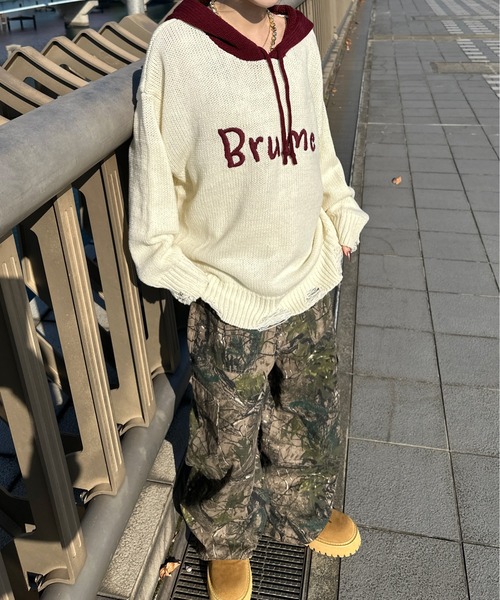 sedacle(セダクル)の「配色ダメージニットパーカー(ニット/セーター・メンズ・ベージュ/ネイビー/アイボリー・SMALL/LARGE/MEDIUM)」の4枚目の写真