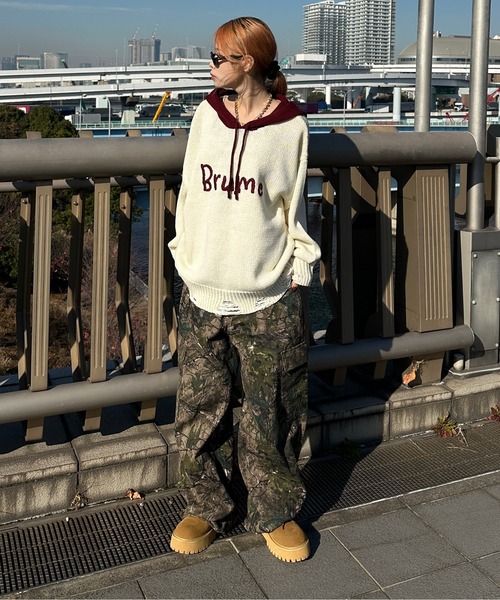 sedacle(セダクル)の「配色ダメージニットパーカー(ニット/セーター・メンズ・ベージュ/ネイビー/アイボリー・SMALL/LARGE/MEDIUM)」の8枚目の写真