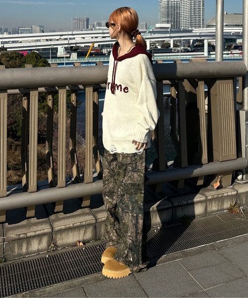 sedacle(セダクル)の「配色ダメージニットパーカー(ニット/セーター・メンズ・ベージュ/ネイビー/アイボリー・SMALL/LARGE/MEDIUM)」の9枚目の写真