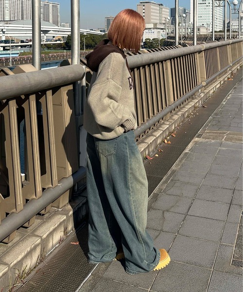 sedacle(セダクル)の「配色ダメージニットパーカー(ニット/セーター・メンズ・ベージュ/ネイビー/アイボリー・SMALL/LARGE/MEDIUM)」の16枚目の写真