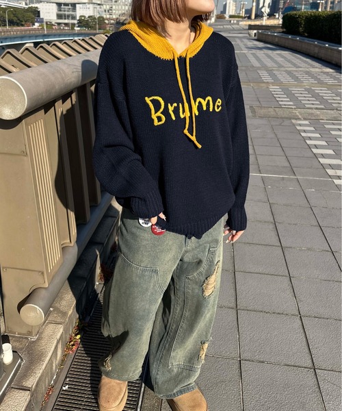 sedacle(セダクル)の「配色ダメージニットパーカー(ニット/セーター・メンズ・ベージュ/ネイビー/アイボリー・SMALL/LARGE/MEDIUM)」の17枚目の写真