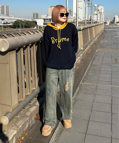 sedacle(セダクル)の「配色ダメージニットパーカー(ニット/セーター・メンズ・ベージュ/ネイビー/アイボリー・SMALL/LARGE/MEDIUM)」の21枚目の写真