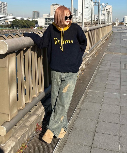 sedacle(セダクル)の「配色ダメージニットパーカー(ニット/セーター・メンズ・ベージュ/ネイビー/アイボリー・SMALL/LARGE/MEDIUM)」の22枚目の写真