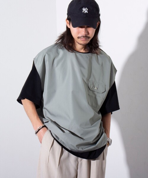 TAION（タイオン）の「【TAION/タイオン】ミリタリー Ripstop ノースリーブカットソー POベスト ユニセックス（ベスト・メンズ・セージグリーン/ネイビー/ブラック・XL/L/M）」の3枚目の写真