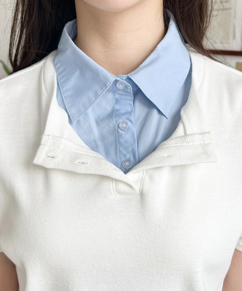 セール】バイカラーデザイン半袖ポロカットソー（Tシャツ/カットソー