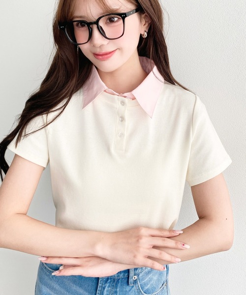 試着のみ★HYKE バイカラー 半袖 カットソー トップス バイカラー半袖Tシャツ（Tシャツ）｜hakka kids（ハッカキッズ