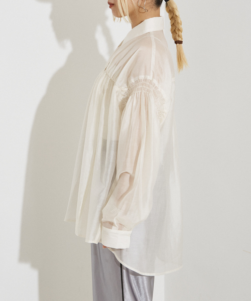 NOMINE（ノミネ）の「シアー シャーリング シャツ（シャツ/ブラウス・レディース・ライム/グリーン/オフホワイト/チャコールグレー・フリー）」の20枚目の写真
