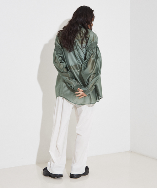 NOMINE（ノミネ）の「シアー シャーリング シャツ（シャツ/ブラウス・レディース・ライム/グリーン/オフホワイト/チャコールグレー・フリー）」の13枚目の写真