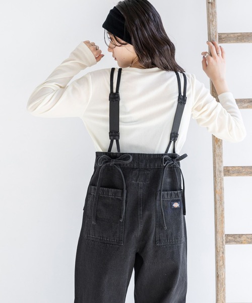 Dickies(ディッキーズ)の「DICKIES/ディッキーズ バックリボンデニムサロペット(サロペット/オーバーオール・レディース・ブルー/ブラック・LARGE/MEDIUM)」の7枚目の写真