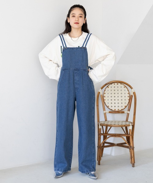 Dickies(ディッキーズ)の「DICKIES/ディッキーズ バックリボンデニムサロペット(サロペット/オーバーオール・レディース・ブルー/ブラック・LARGE/MEDIUM)」の8枚目の写真