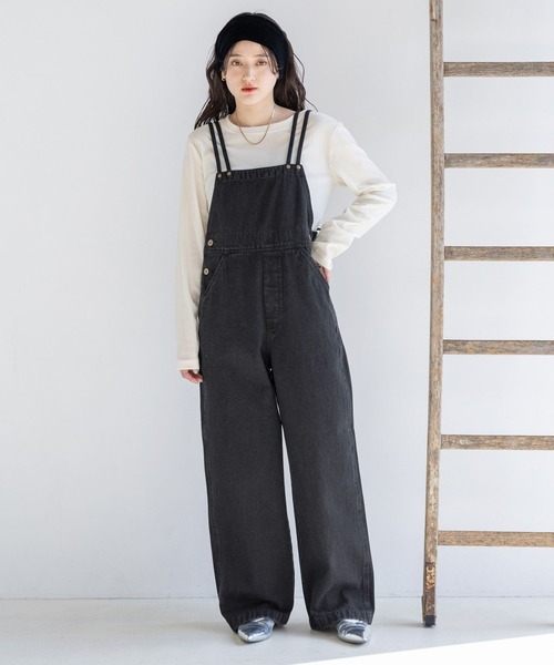 Dickies(ディッキーズ)の「DICKIES/ディッキーズ バックリボンデニムサロペット(サロペット/オーバーオール・レディース・ブルー/ブラック・LARGE/MEDIUM)」の3枚目の写真