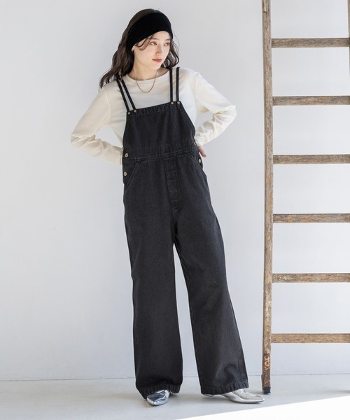 Dickies(ディッキーズ)の「DICKIES/ディッキーズ バックリボンデニムサロペット(サロペット/オーバーオール・レディース・ブルー/ブラック・LARGE/MEDIUM)」の5枚目の写真