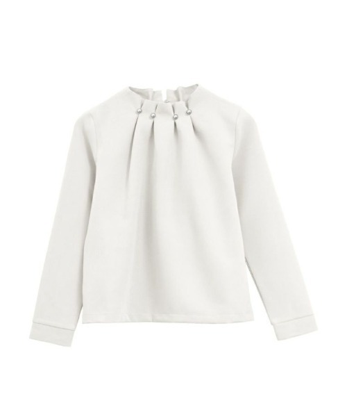 aquagarage（アクアガレージ）の「パールネックブラウス（シャツ/ブラウス・レディース・ブラック/ネイビー/グレイッシュベージュ/ベージュ/ホワイト/ピンク・S/M/L/LL/3L）」の10枚目の写真