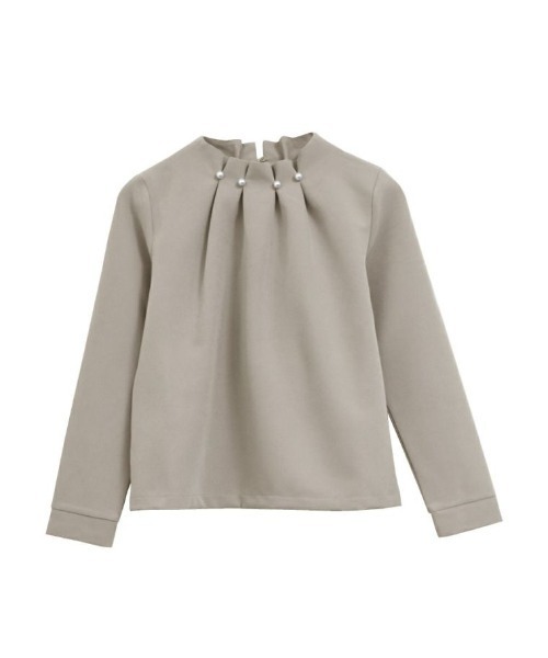 aquagarage（アクアガレージ）の「パールネックブラウス（シャツ/ブラウス・レディース・ブラック/ネイビー/グレイッシュベージュ/ベージュ/ホワイト/ピンク・S/M/L/LL/3L）」の11枚目の写真