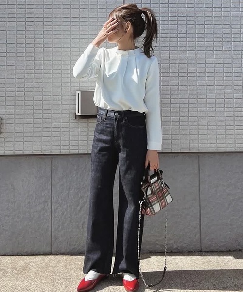 aquagarage（アクアガレージ）の「パールネックブラウス（シャツ/ブラウス・レディース・ブラック/ネイビー/グレイッシュベージュ/ベージュ/ホワイト/ピンク・S/M/L/LL/3L）」の21枚目の写真