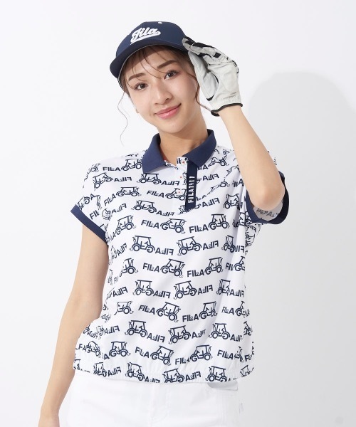 FILA GOLF(フィラゴルフ )の「【FILA GOLF/フィラゴルフ】レディース半袖シャツ ゴルフ(シャツ/ブラウス・レディース・ホワイト/パープル/ネイビー・MEDIUM/LARGE/X-LARGE)」の1枚目の写真