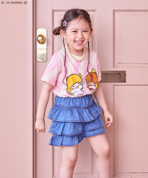 MARKEY'S（マーキーズ）の「【Little Twin Stars／リトルツインスターズ】別注しましまTシャツ（Tシャツ/カットソー・キッズ・ピンク・140/95/130/80/120/110/100/90）」の2枚目の写真