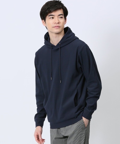 TAKA-Q(タカキュー)の「【ストレッチ ウォッシャブル】タカキュー ポンチ裏メッシュ 長袖プルパーカー(パーカー・メンズ・ブラック/ネイビー/ベージュ/ライトグレー・LARGE/MEDIUM/X-LARGE)」の4枚目の写真